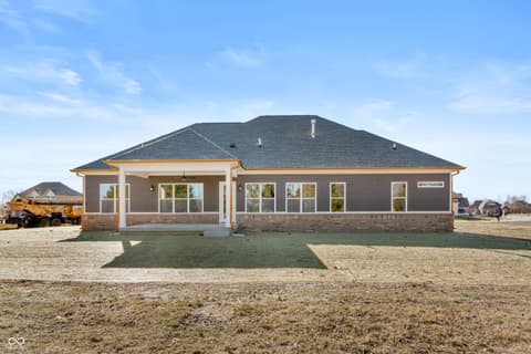 Front exterior at 4248 Stone Lake Drive, Zionsville, IN — Brand new construction with modern design and open layout.