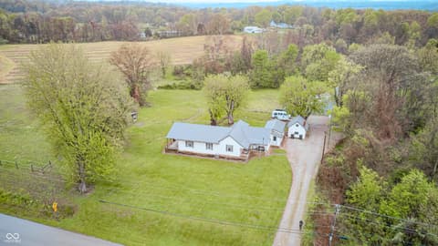 Aerial view at 5320 S Lick Crk Road, Morgantown, IN