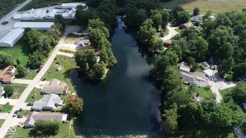 Aerial view at 317 Lazy River Road, Cloverdale, IN