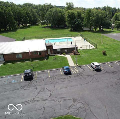 Aerial view at 317 Lazy River Road, Cloverdale, IN