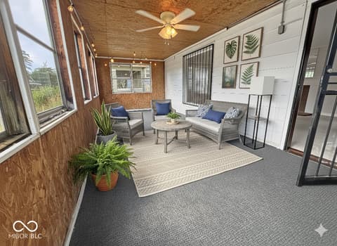 Outdoor living area at 602 Eugene Street, Indianapolis, IN