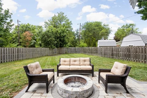 Outdoor living area at 612 Kinzer Avenue, Carmel, IN