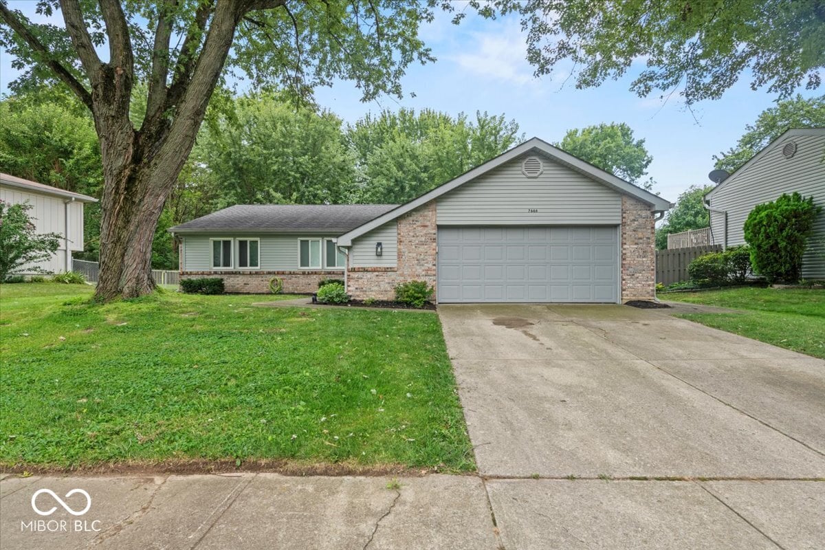 Front exterior at 7666 Concord Lane, Fishers, IN