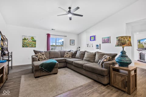Living room at 6594 W Whispering Way, Greenfield, IN