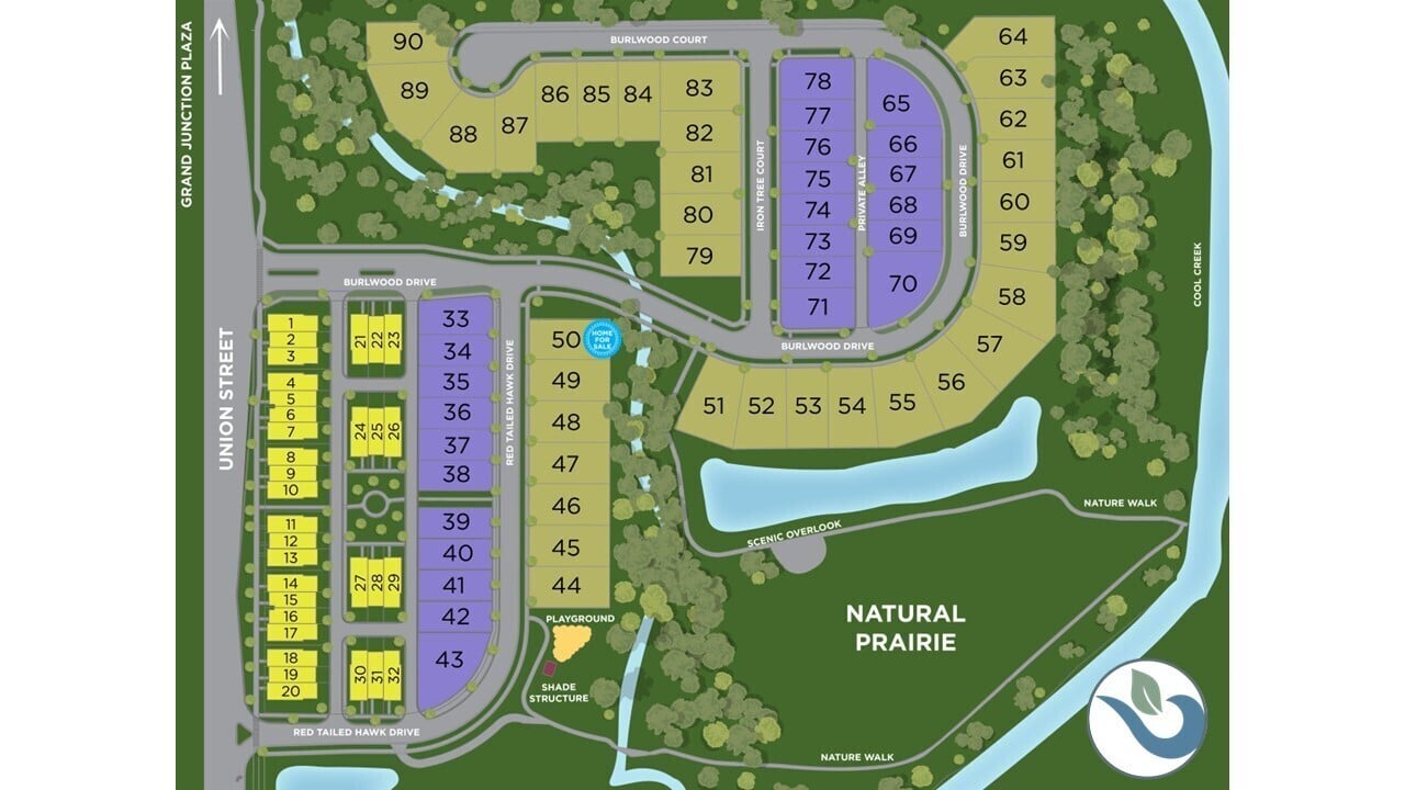 Master-planned community with nature trails and scenic overlook.