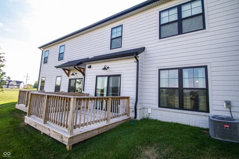 Backyard at 17521 Gruner Way, Westfield, IN — Modern farmhouse with beautiful deck and outdoor living.