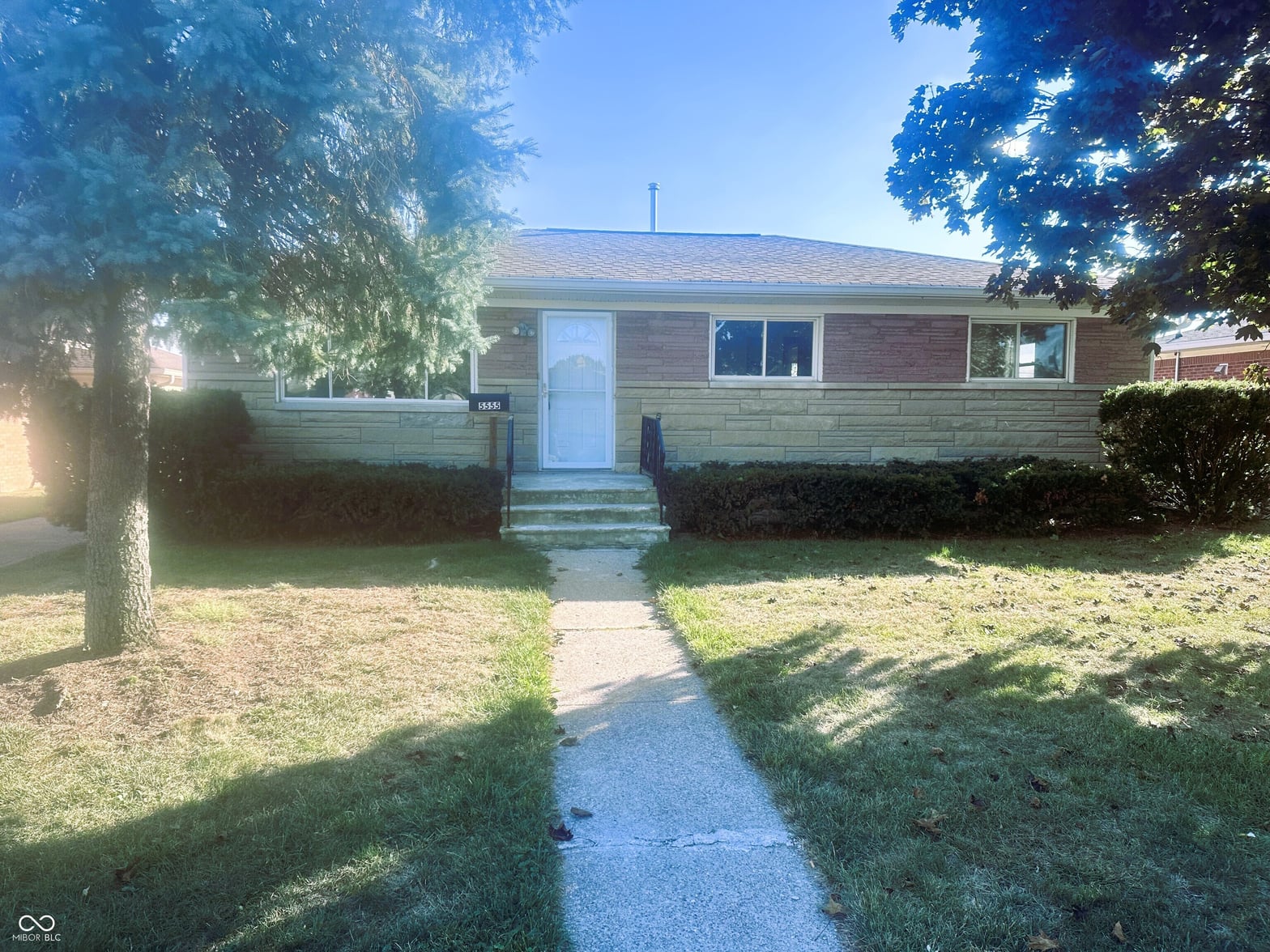 Front exterior at 5555 Maplewood Drive, Speedway, IN