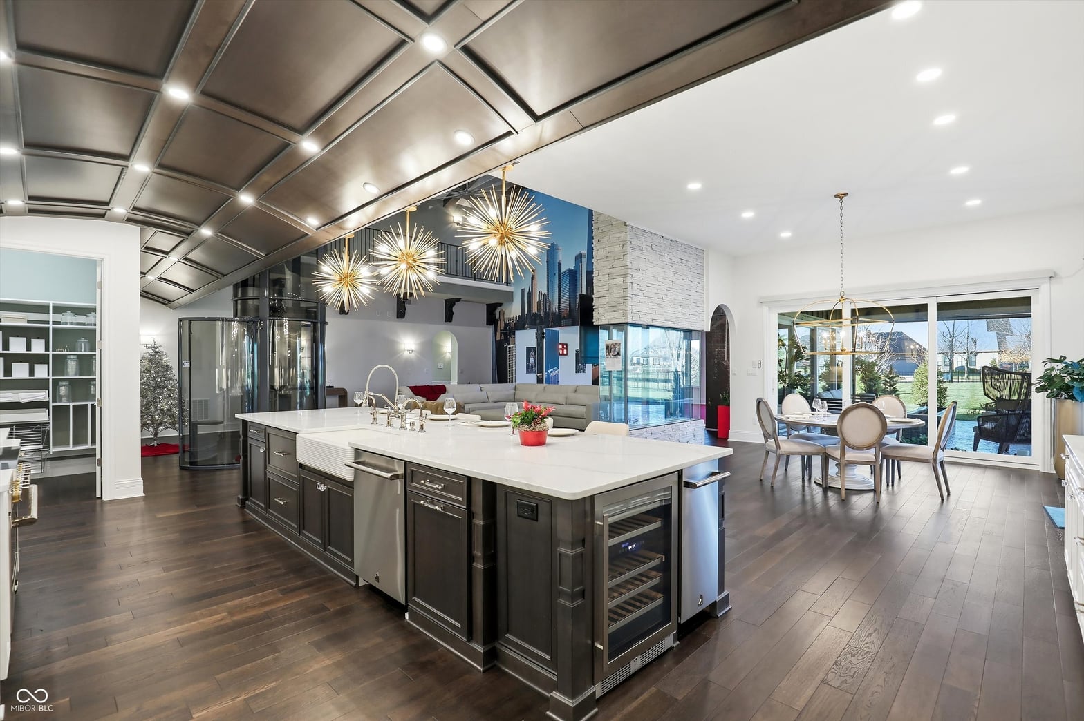 Stunning modern kitchen with oversized island and open concept.