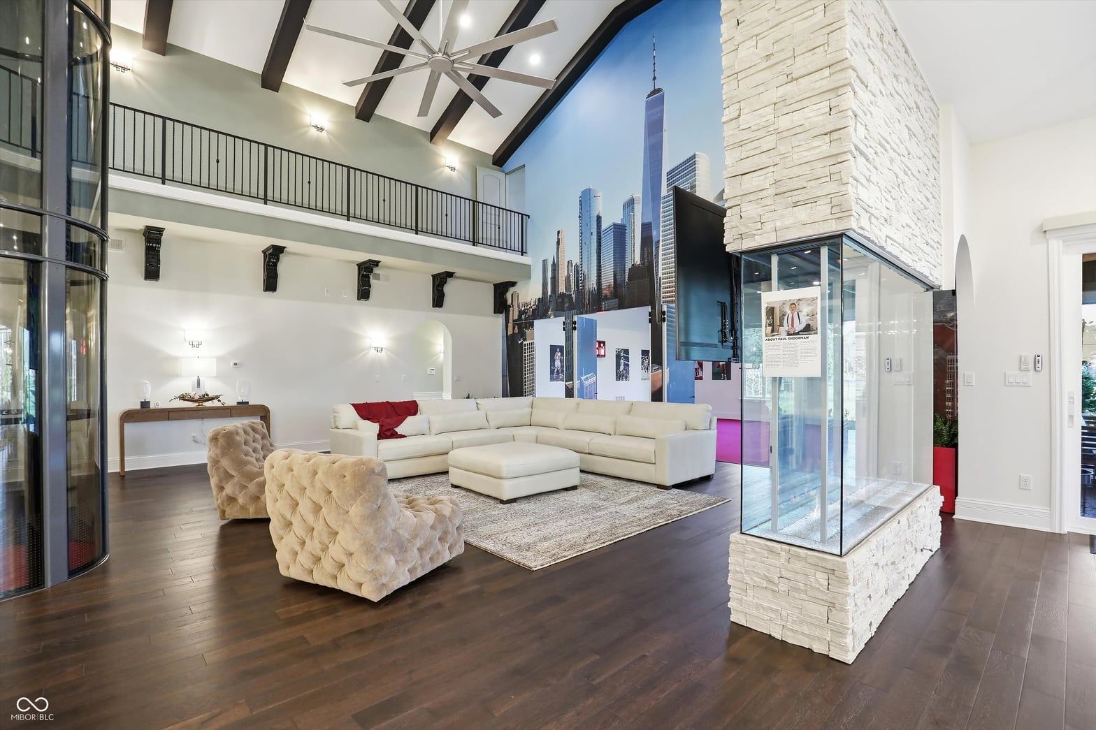 Stunning two-story loft with skylights and modern finishes.