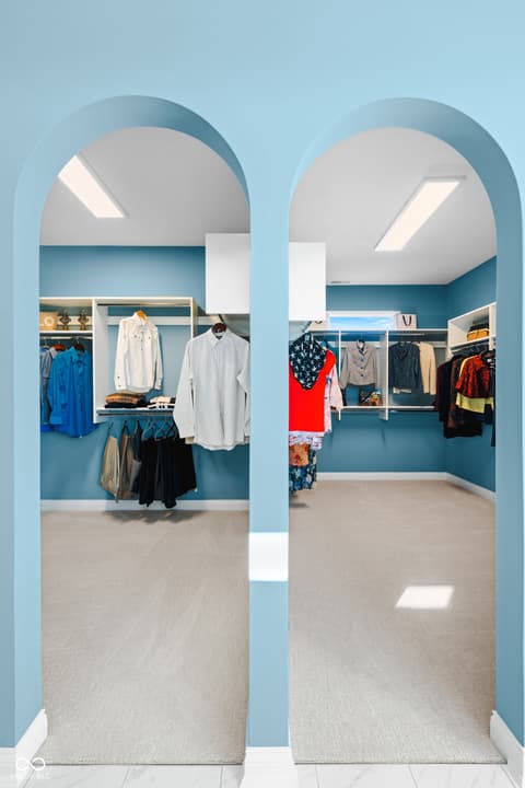 Bonus room at 4301 Stone Lake Drive, Zionsville, IN — Spacious dual walk-in closets with modern design