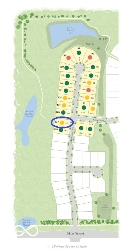 Gated community master plan with water features and amenities.
