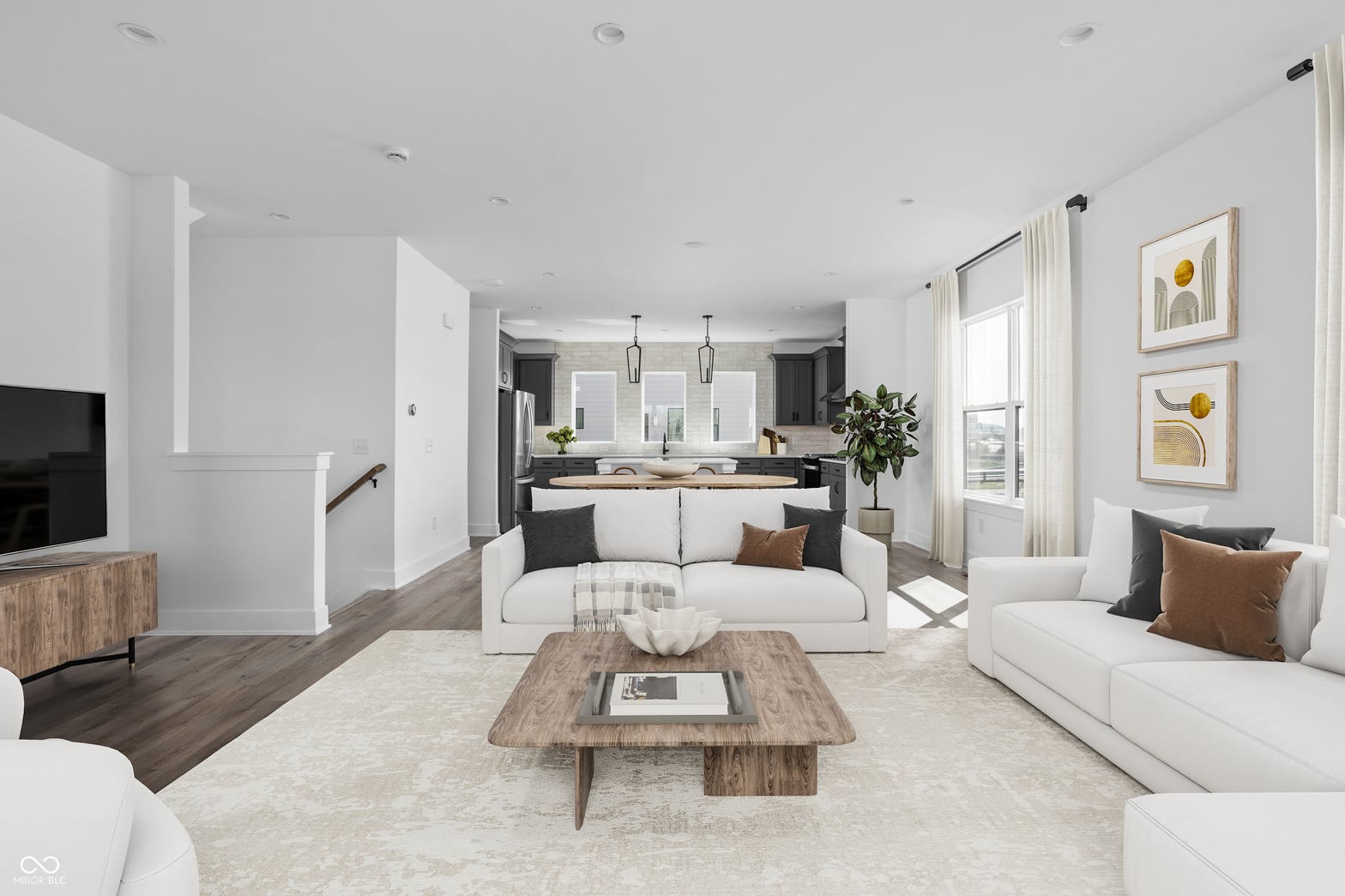 Bright open-concept living area with modern finishes.