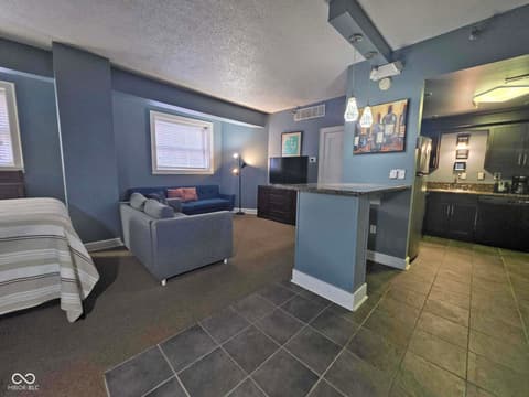 Living room at 230 E 9th Street, Indianapolis, IN