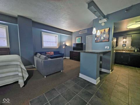 Living room at 230 E 9th Street, Indianapolis, IN