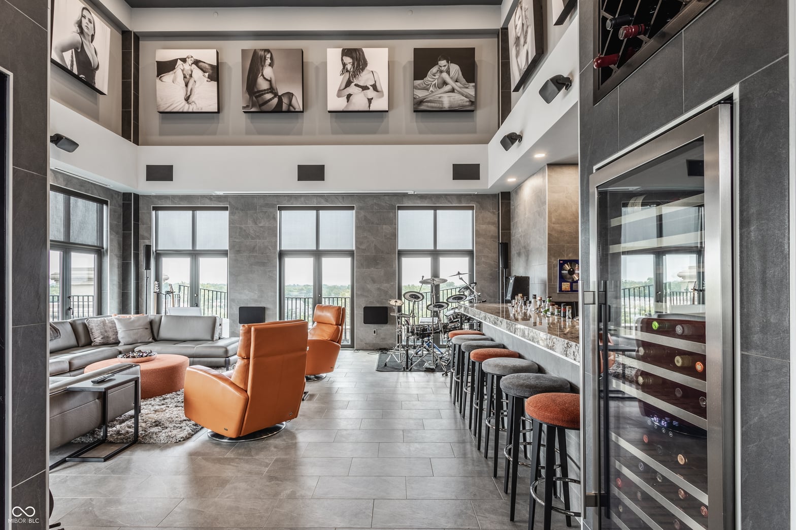 Luxurious contemporary loft with soaring ceilings and panoramic views.