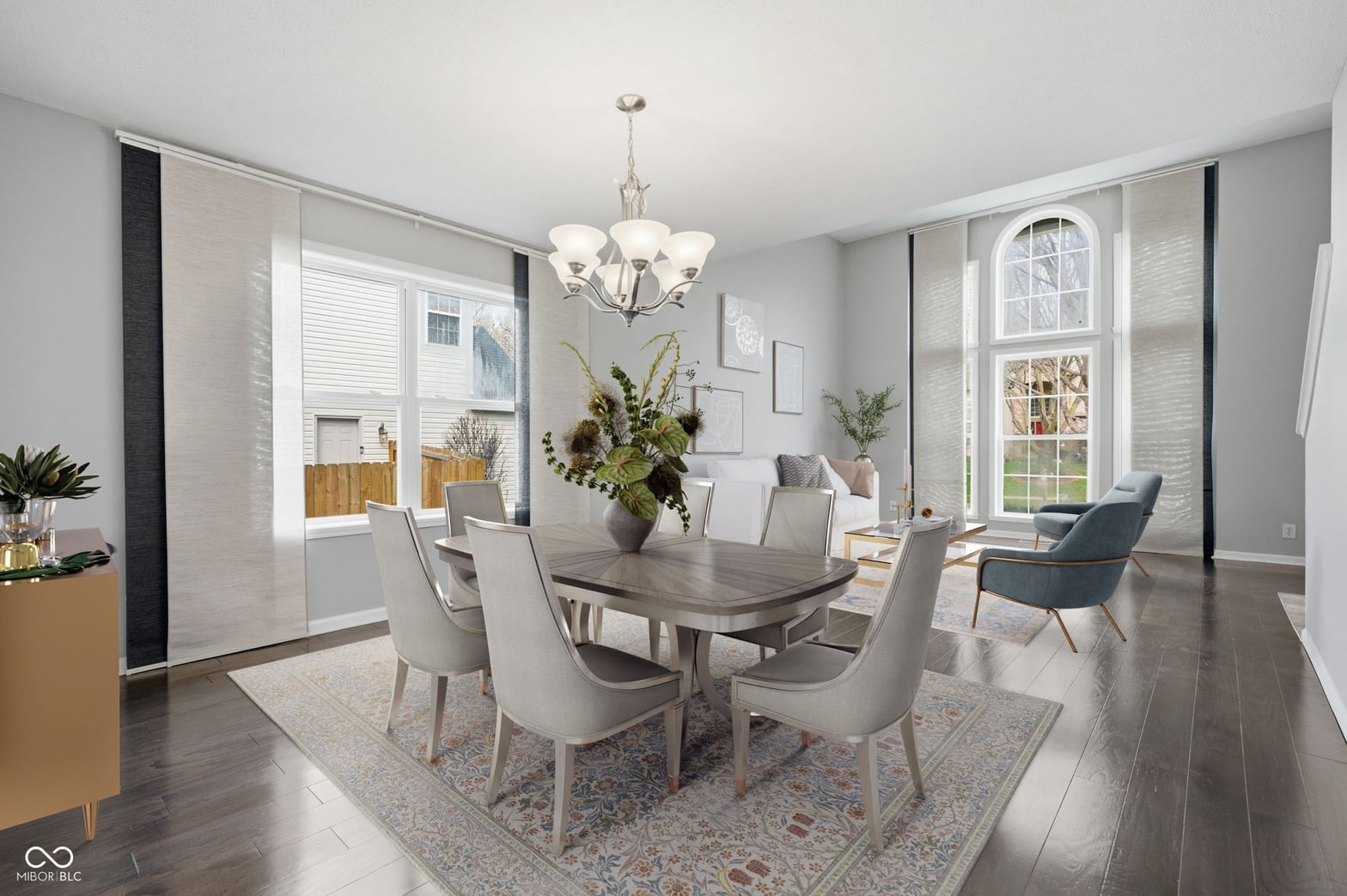 Bright contemporary dining with abundant natural light and modern finishes.