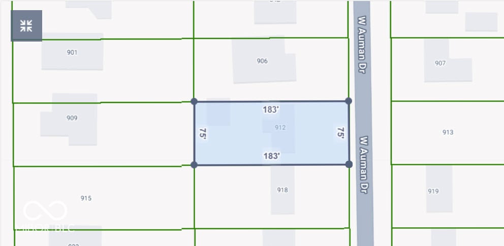 Rectangular lot with 183-foot depth and street frontage.