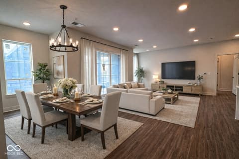 Living room at 925 Veterans Way, Carmel, IN — Spacious open-concept living with abundant natural light.