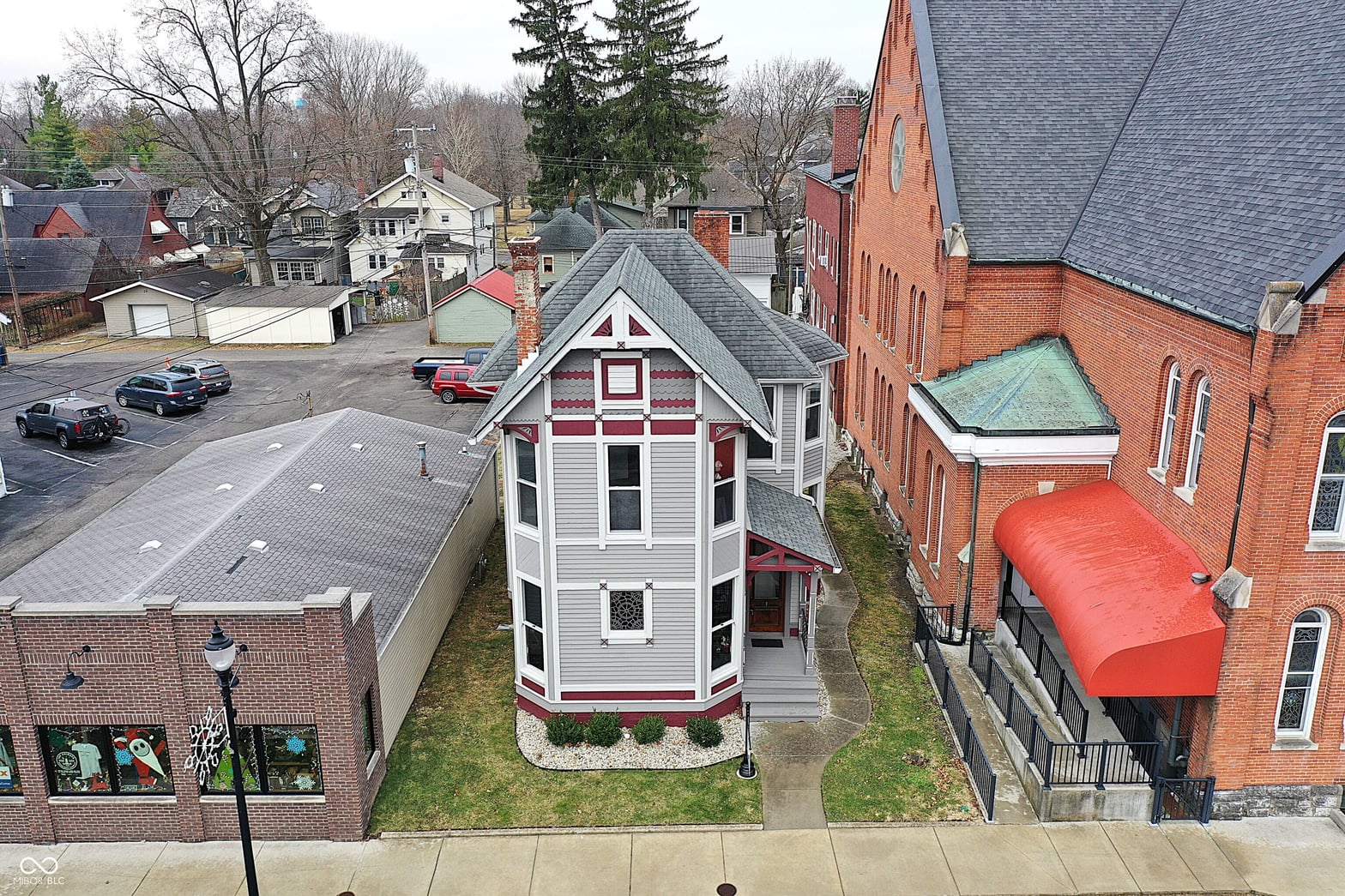 Aerial view at 227 E Jefferson Street, Franklin, IN