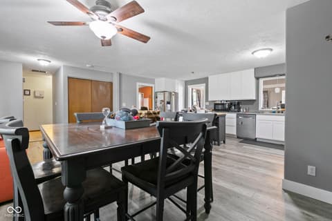 Kitchen at 8440 E 216th Street, Cicero, IN — Bright updated kitchen with open dining and family areas.