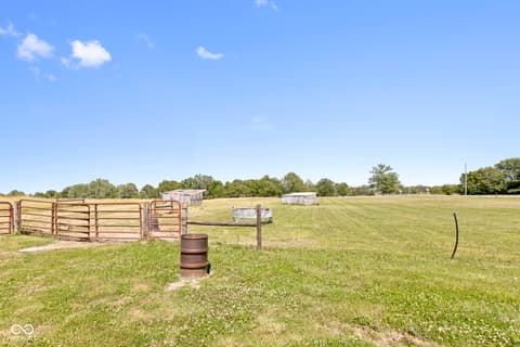 Yard at 8440 E 216th Street, Cicero, IN — Expansive fenced acreage perfect for horses and livestock.