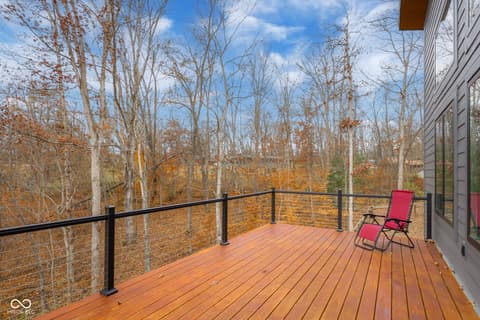 Outdoor living area at 205 Woods Trail, Nashville, IN