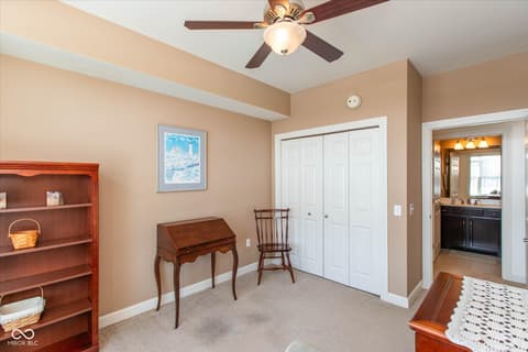 Primary bedroom at 20971 Shoreline Court, Noblesville, IN — Spacious primary bedroom with ensuite bathroom access.