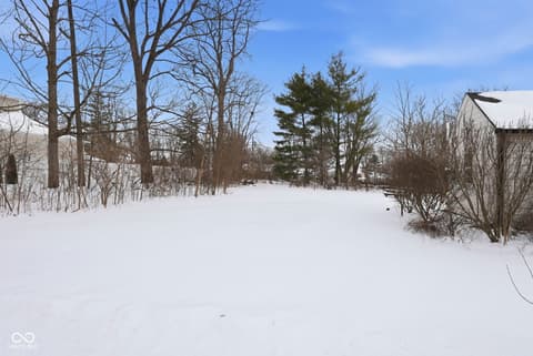 Yard at 1025 Oswego Road, Carmel, IN — Gorgeous wooded lot with mature trees and open yard.