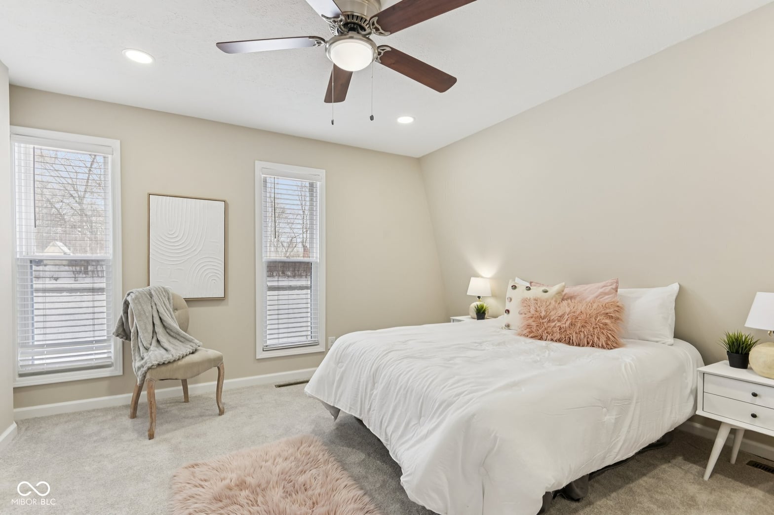 Primary bedroom at 38 Homestead Drive, Sheridan, IN — Bright, updated primary bedroom with abundant natural light.