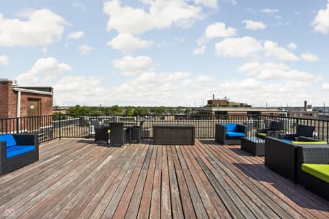 Outdoor living area at 630 N College Avenue, Indianapolis, IN