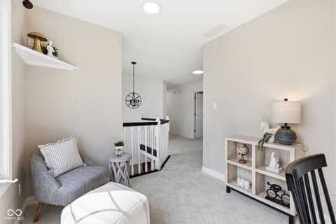 Bonus room at 13867 Smokey Ridge Drive, Carmel, IN — Modern bonus room perfect for nursery or home office space.