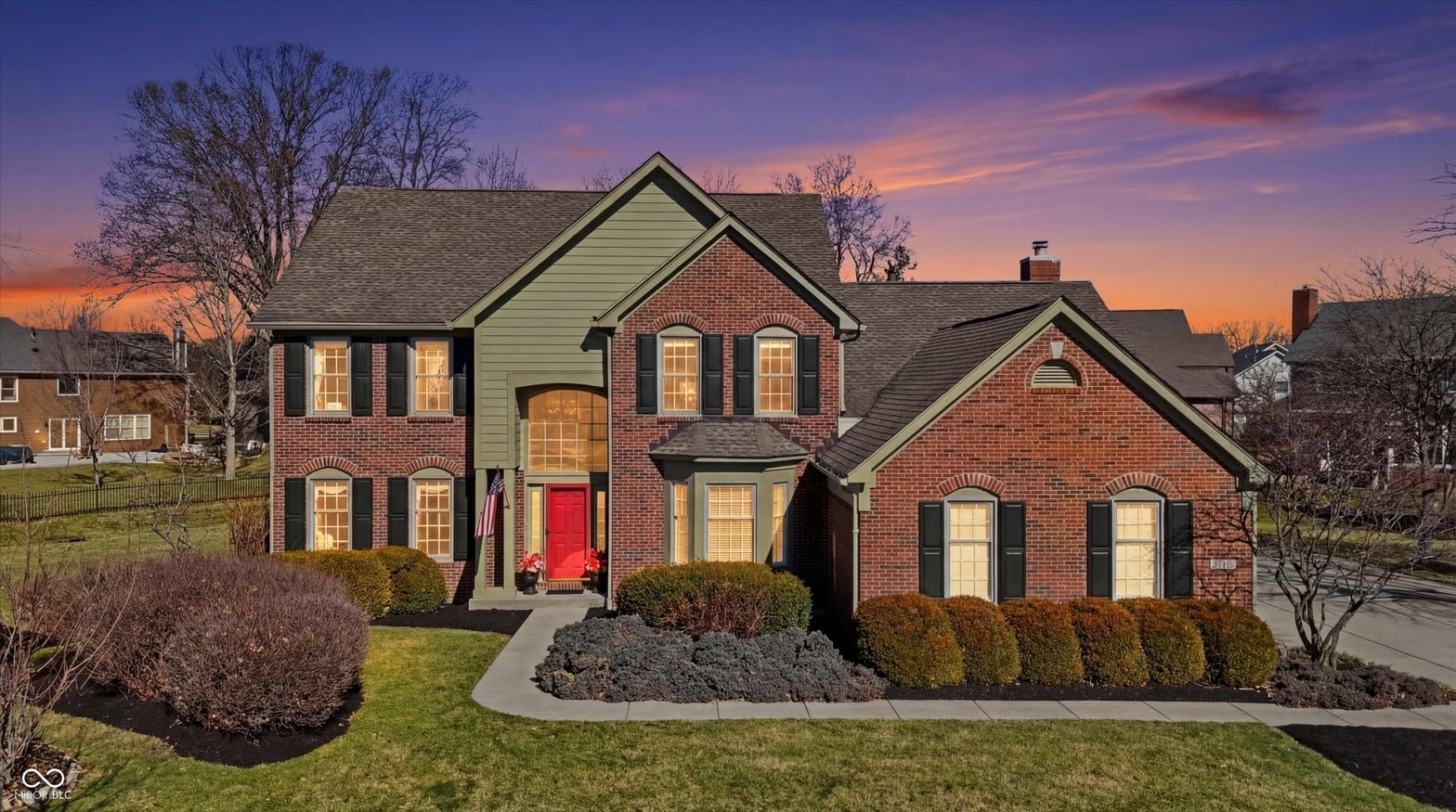 Front exterior at 10828 Woodmont Lane, Fishers, IN