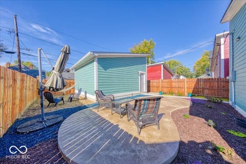 Outdoor living area at 1616 Quill Street, Indianapolis, IN