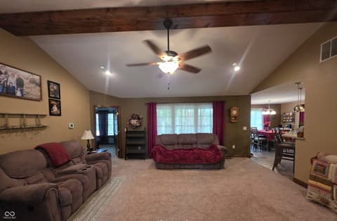 Living room at 201 S Westwood Drive, Westport, IN