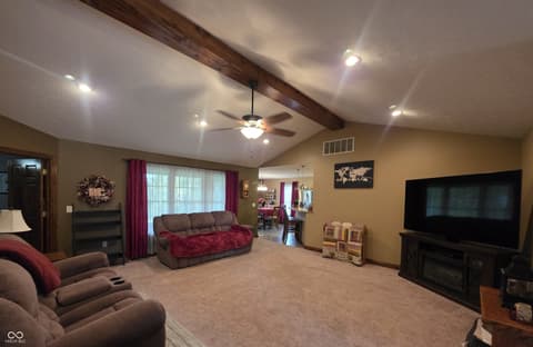 Living room at 201 S Westwood Drive, Westport, IN