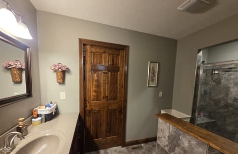 Primary bathroom at 201 S Westwood Drive, Westport, IN