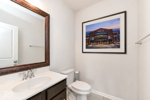 Bathroom at 13201 E 131st Street, Fishers, IN — Clean, updated bathroom with elegant vanity and fixtures.