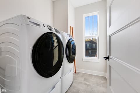 Laundry room at 15709 Showdown Road, Noblesville, IN — Bright, updated laundry room with premium appliances.