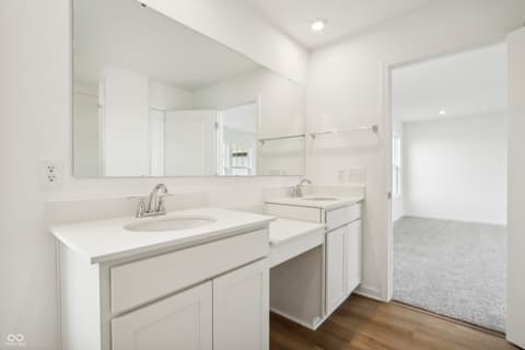 Primary bathroom at 15742 Showdown Road, Noblesville, IN — Spacious primary bath with dual vanity and modern finishes.