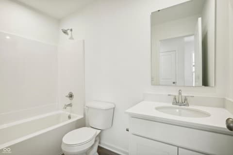 Primary bathroom at 15742 Showdown Road, Noblesville, IN — Clean, bright modern bathroom with updated fixtures.