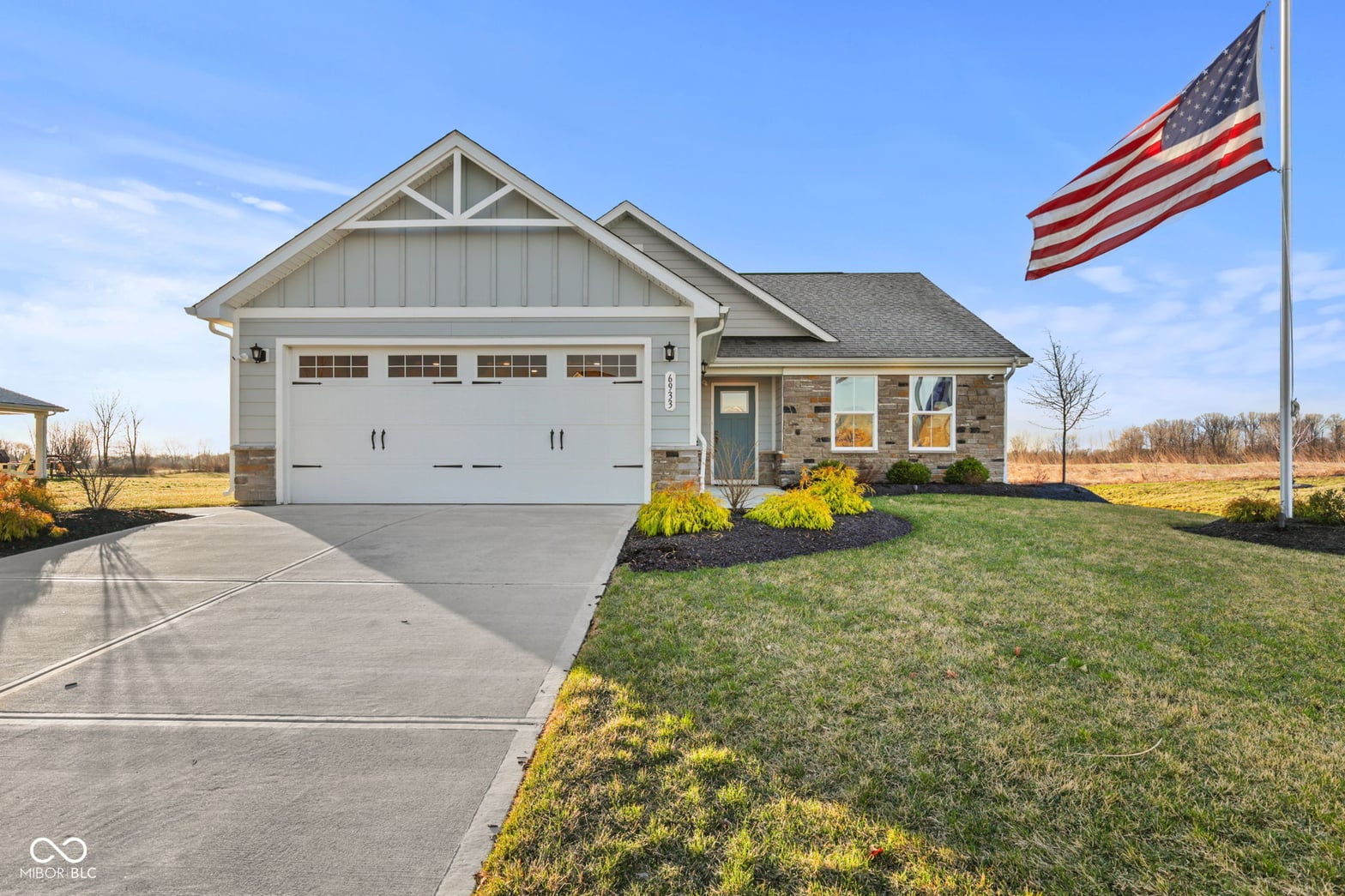 Front exterior at 6933 E Bean Blossom Drive, Camby, IN