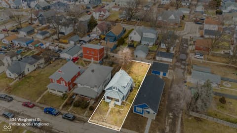 Aerial view at 834 Weghorst Street, Indianapolis, IN