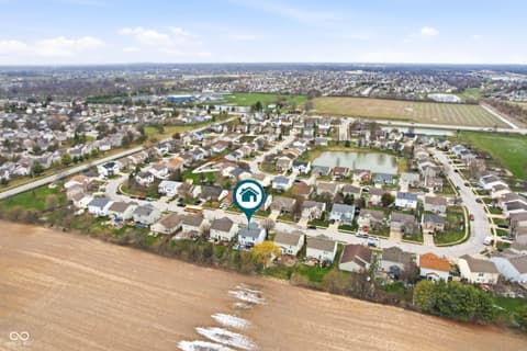 Aerial view at 345 Sunburst Lane, Greenwood, IN