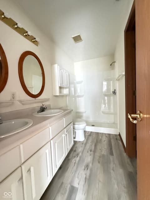 Primary bathroom at 1411 Mimosa Court, Greenfield, IN