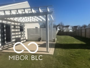 Modern pergola with contemporary outdoor living space.