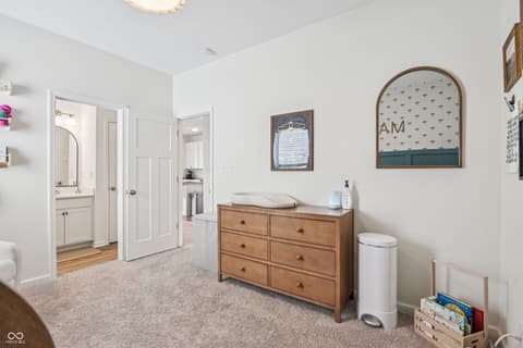 Primary bedroom at 82 Hovden Drive, Cicero, IN — Spacious primary bedroom with ensuite bathroom access.