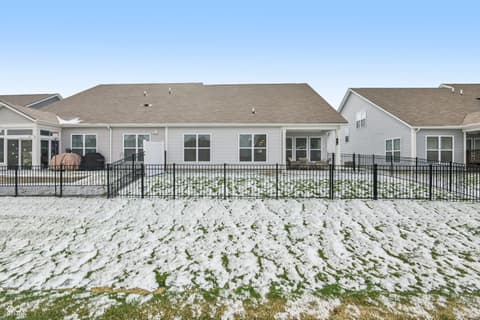 Backyard at 82 Hovden Drive, Cicero, IN — Modern beachfront home with direct sandy beach access.