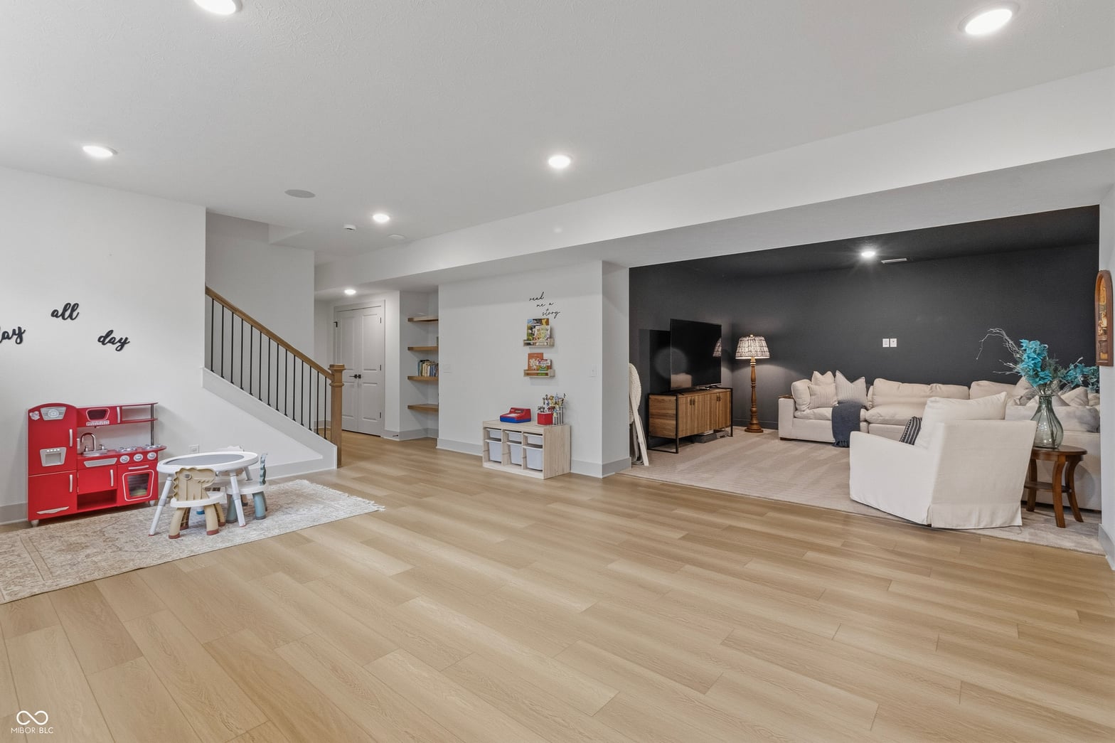 Spacious open-concept family room with updated finishes.