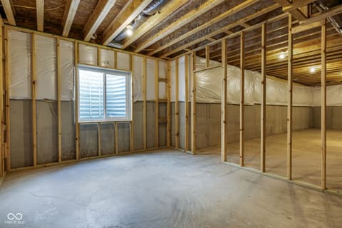 Basement at 18808 Cromarty Circle, Noblesville, IN — Spacious unfinished basement with room for customization.