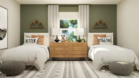 Bedroom at 16745 Reed Drive, Westfield, IN — Bright dual bedroom with sage walls and modern furnishings.
